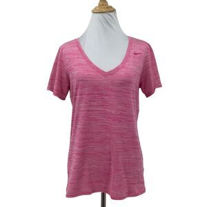 Nike Legend Veneer Shirt Womens M Medium Dri Fit Space Dye V Neck Short Sleeve